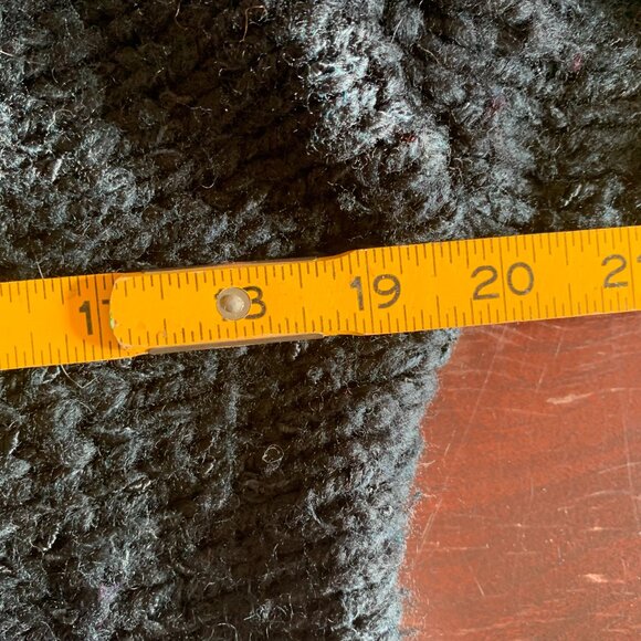 Hand Knit Black Wool Silk Coatigan Cardigan Coat Sweater Cables Asymmetrical L - Picture 6 of 6